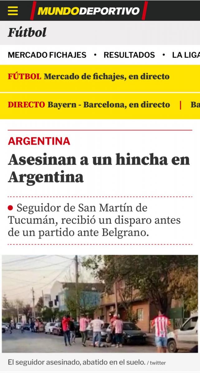 La nota del diario deportivo de Barcelona, Mundo Deportivo.