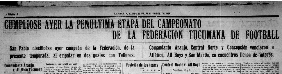 NOTICIA. Nuestro diario a una fecha del final del certamen anunciaba ya la coronación como campeón de los paulistanos.