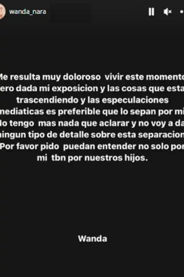 Wanda Nara confirmó su separación de Mauro Icardi: “es muy doloroso vivir este momento”
