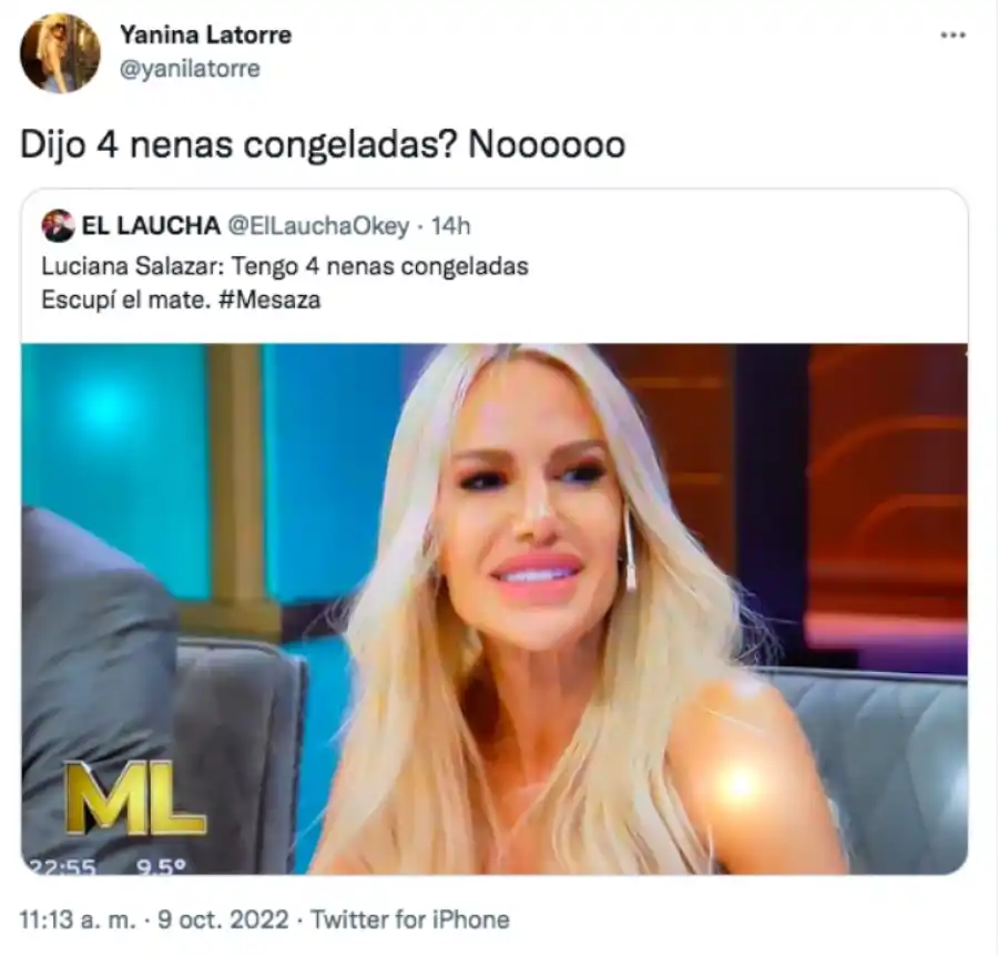 Polémica por las fuertes declaraciones de Luciana Salazar: Tengo cuatro nenas congeladas