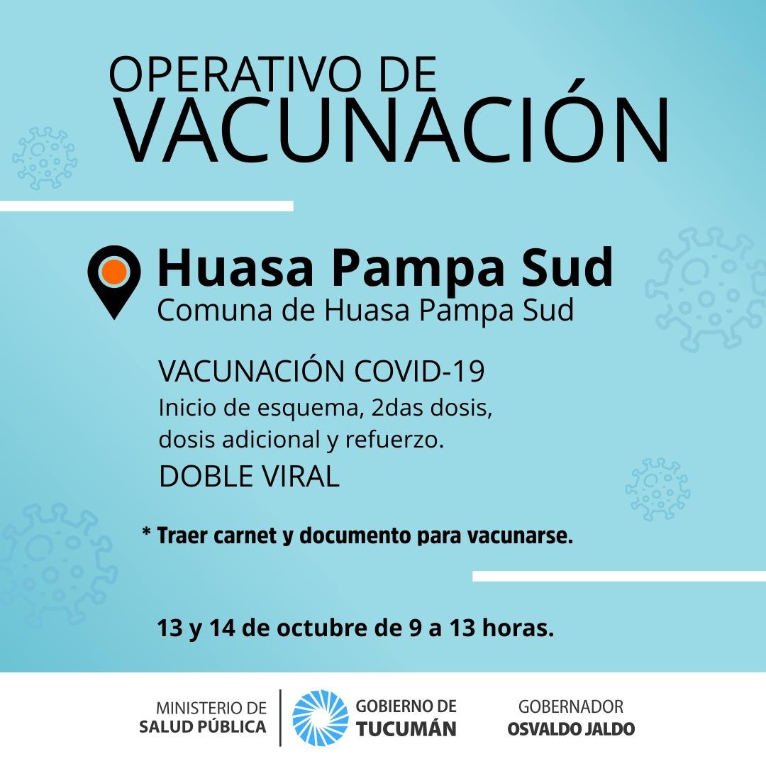 Esta semana se desarrollará un operativo de vacunación en Rumi Punco y Huasa Pampa Sud