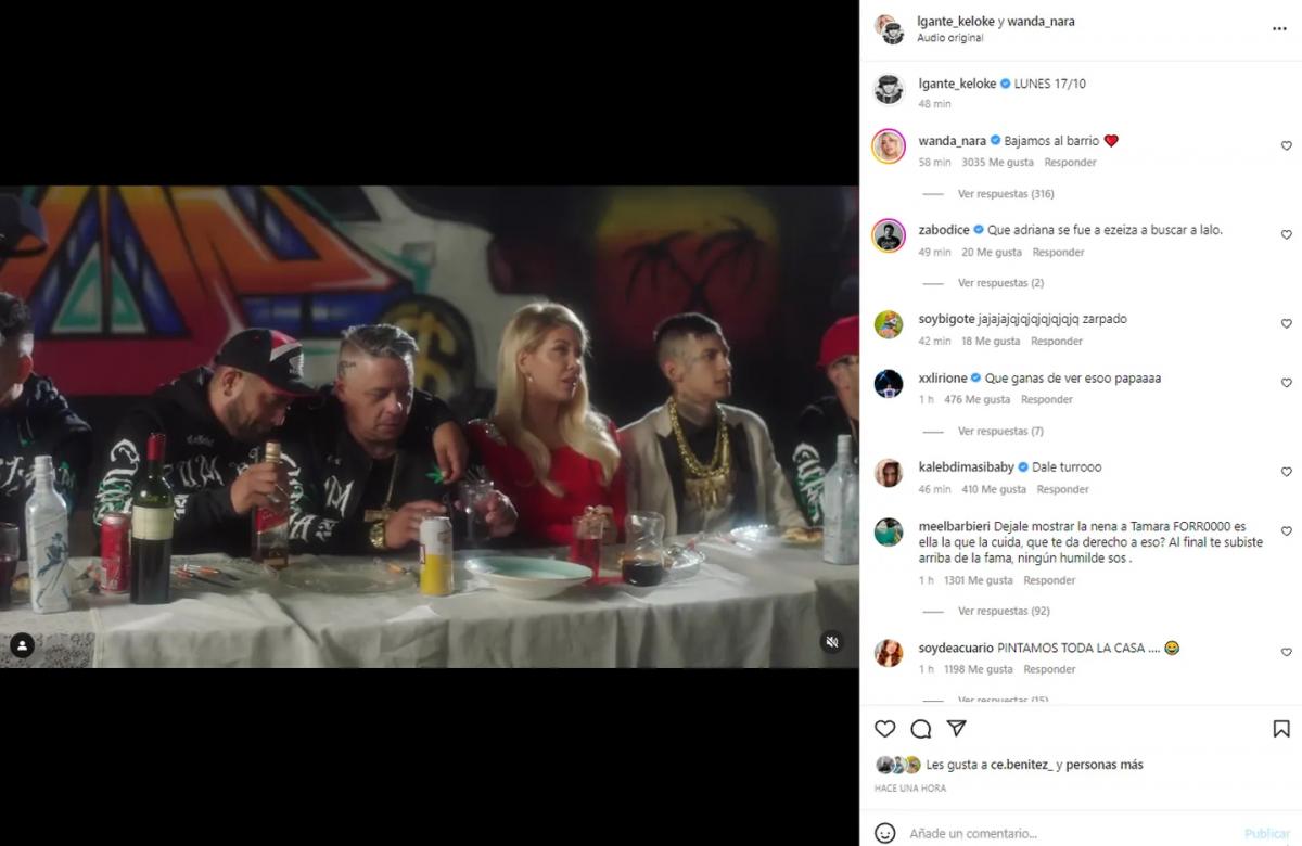 La reacción de Tamara Báez al videoclip de L-Gante: burlas y comentarios contra Wanda Nara