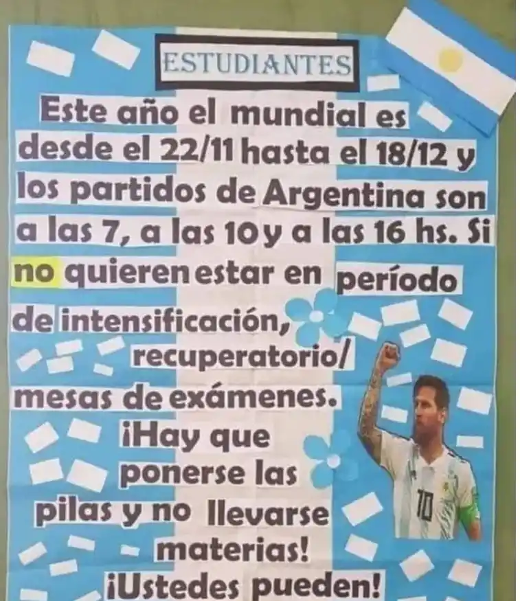 El ingenioso cartel de las docentes de un colegio sanjuanino