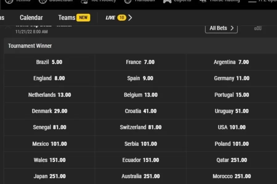 Según las casas apuestas, ¿quién es el favorito a ganar el Mundial de Qatar 2022?