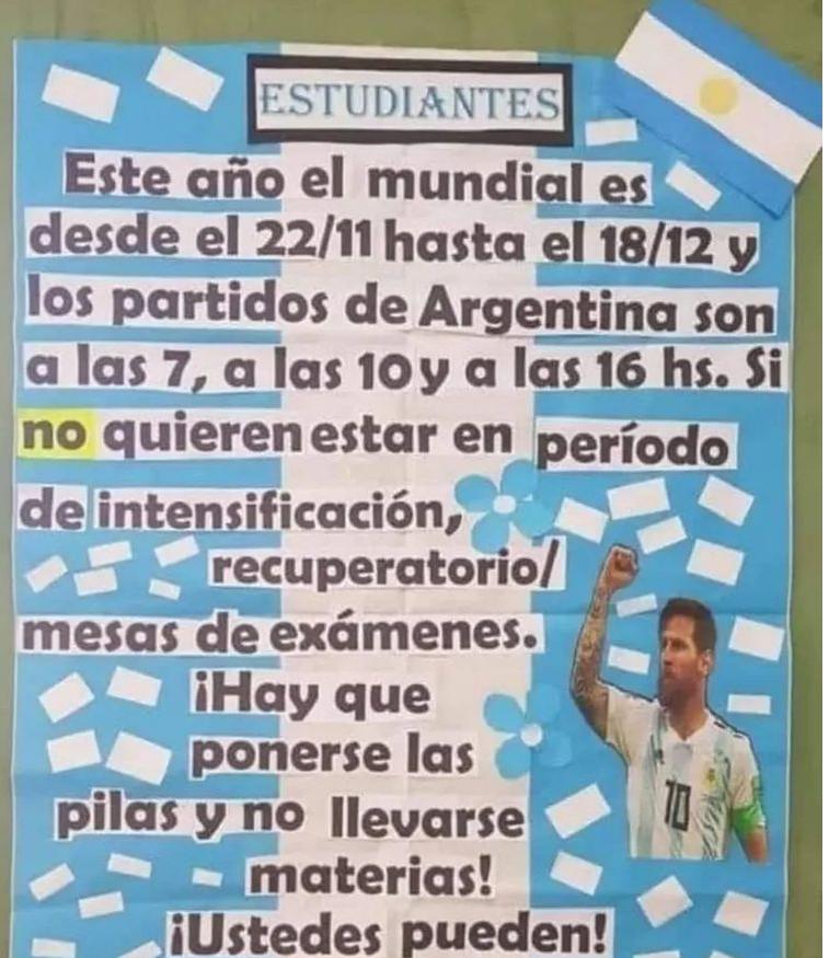 El ingenioso cartel de las docentes de un colegio sanjuanino
