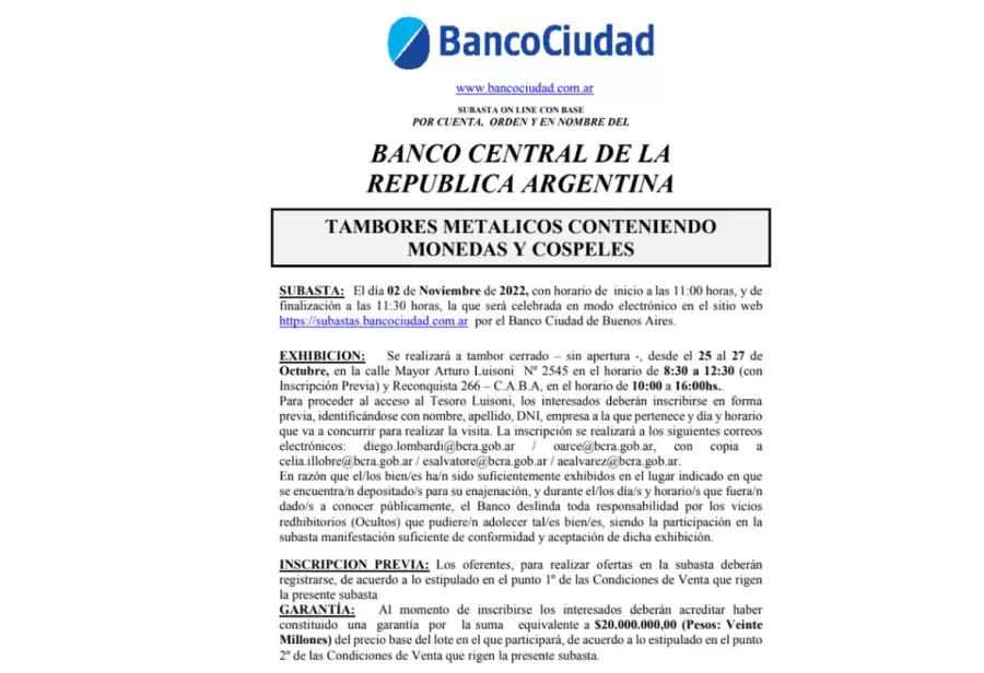 El Banco Central quiso subastar casi 1.000 toneladas de monedas por el valor del metal, pero dio marcha atrás