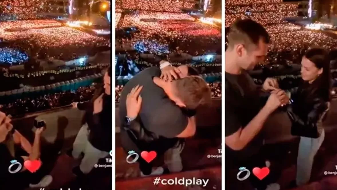 Benjamín le pidio casamiento a su novia en pleno show de Coldplay