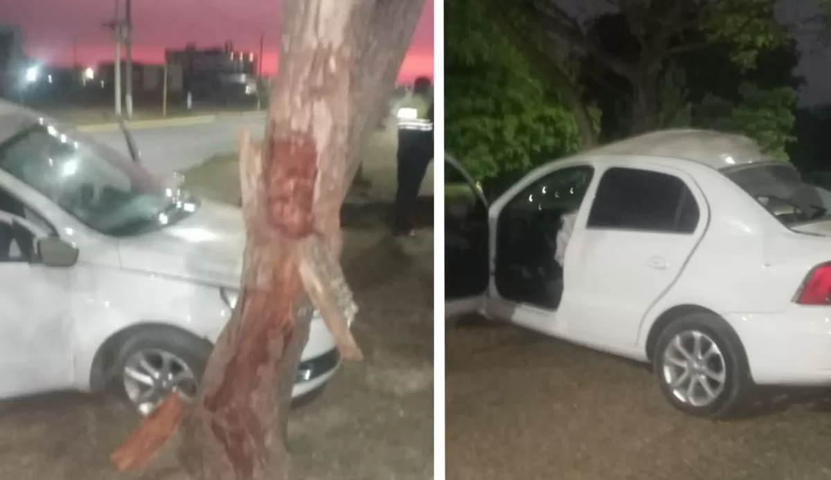 Un automovilista se quedó dormido y se estrelló contra un árbol en la avenida Perón