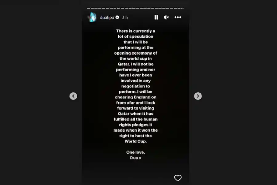 El comunicado de Dua Lipa sobre el Mundial de Qatar