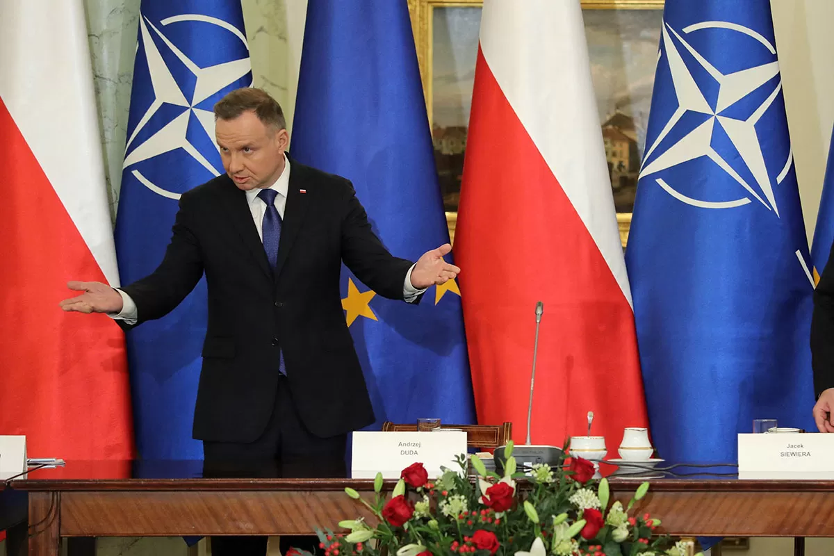 COMITÉ DE SEGURIDAD. El presidente polaco, Andrzej Duda, explica detalles sobre el incidente en Przewodow.