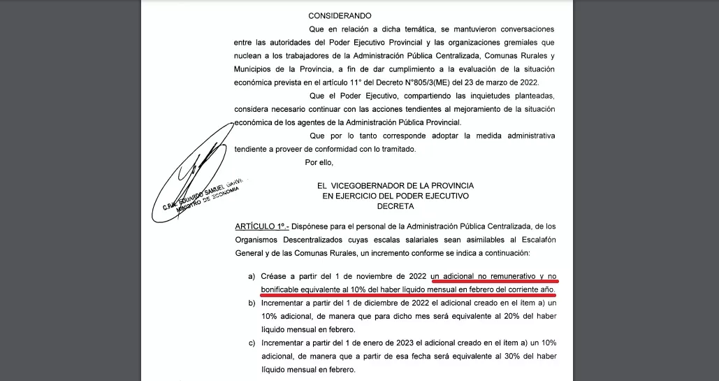 EL TEXTO DEL DECRETO. El instrumento señala que es 