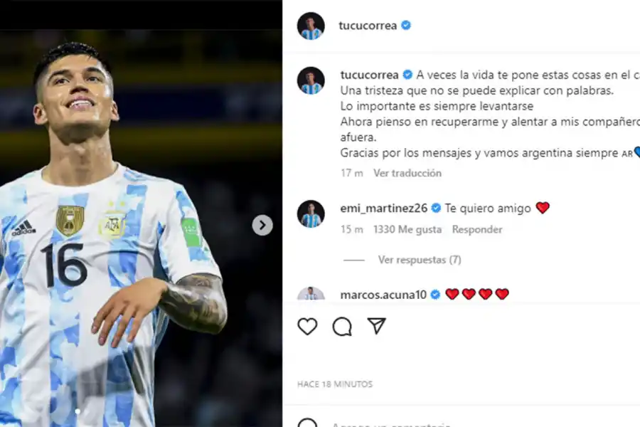 El emotivo mensaje de Tucu Correa después de quedar afuera del Mundial Qatar 2022