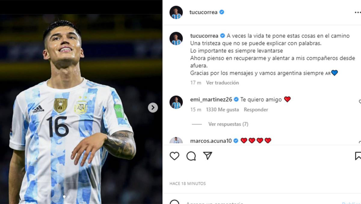 El emotivo mensaje de Tucu Correa después de quedar afuera del Mundial Qatar 2022