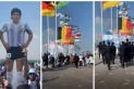 Video: San Martín de Tucumán dijo presente en Qatar con una bandera, pero la guarda civil la bajó