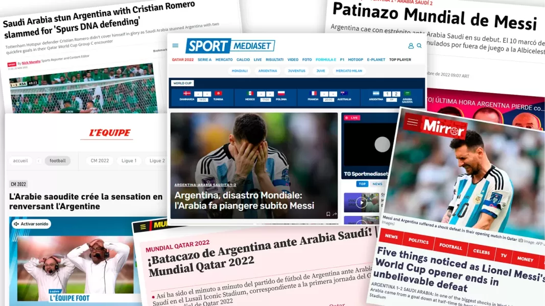 Mundial de Qatar 2022: la categórica repercusión en la prensa internacional tras la derrota de Argentina ante Arabia Saudita, Desastre mundial