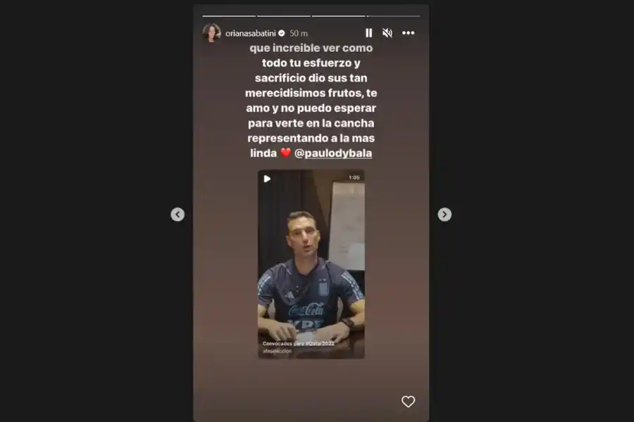 El mensaje que le dedicó Oriana Sabatini a Dybala tras la derrota contra Arabia Saudita