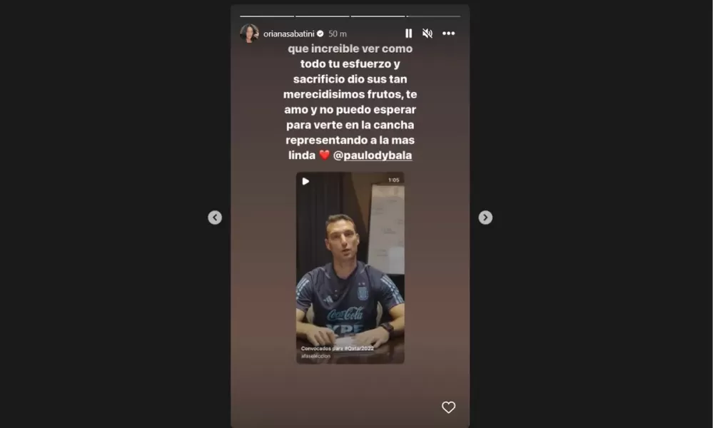 El mensaje que le dedicó Oriana Sabatini a Dybala tras la derrota contra Arabia Saudita