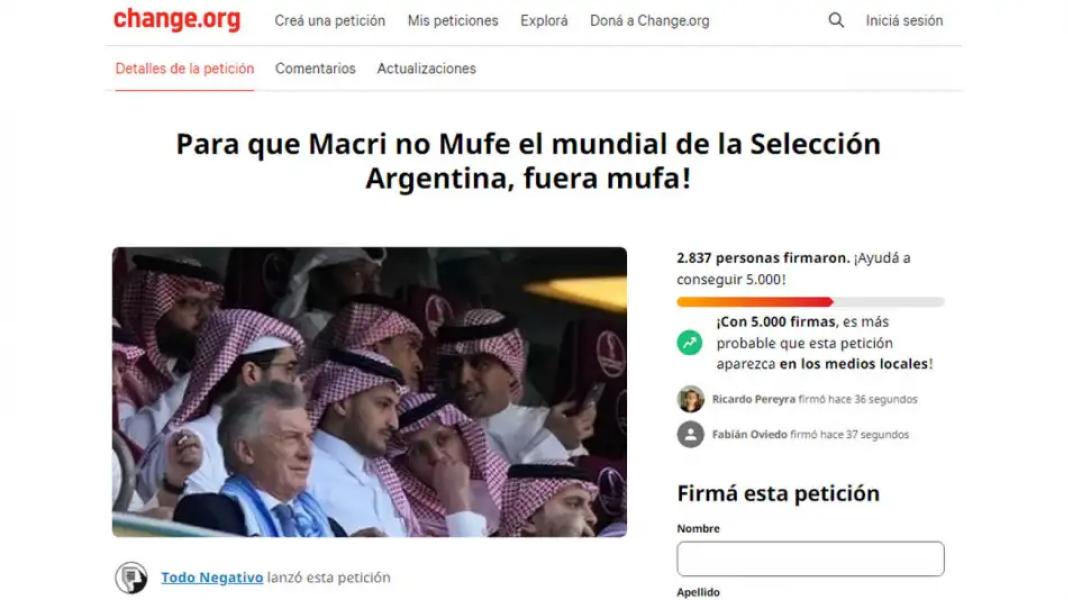 Mundial de Qatar: en las redes juntan firmas para que Macri no vuelva a presenciar otro partido de la Selección