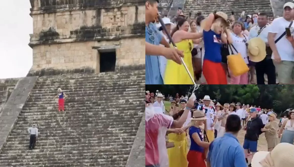 Mujer subió un pirámide en México y fue agredida