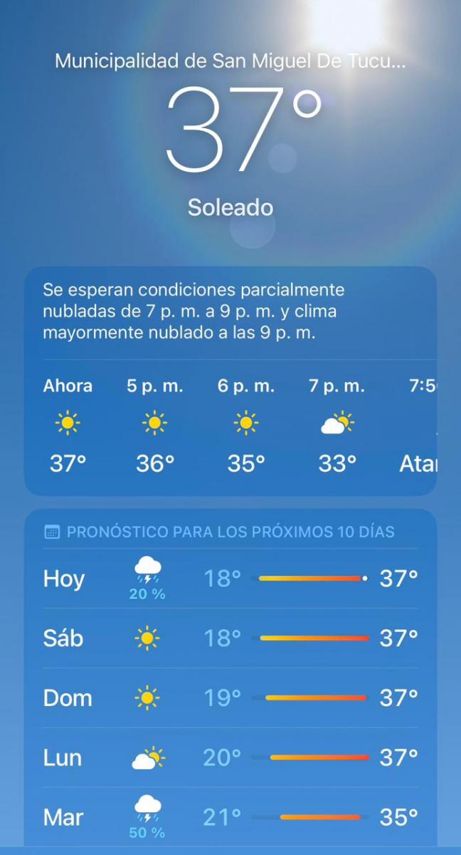 El clim en San Miguel de Tucumán.