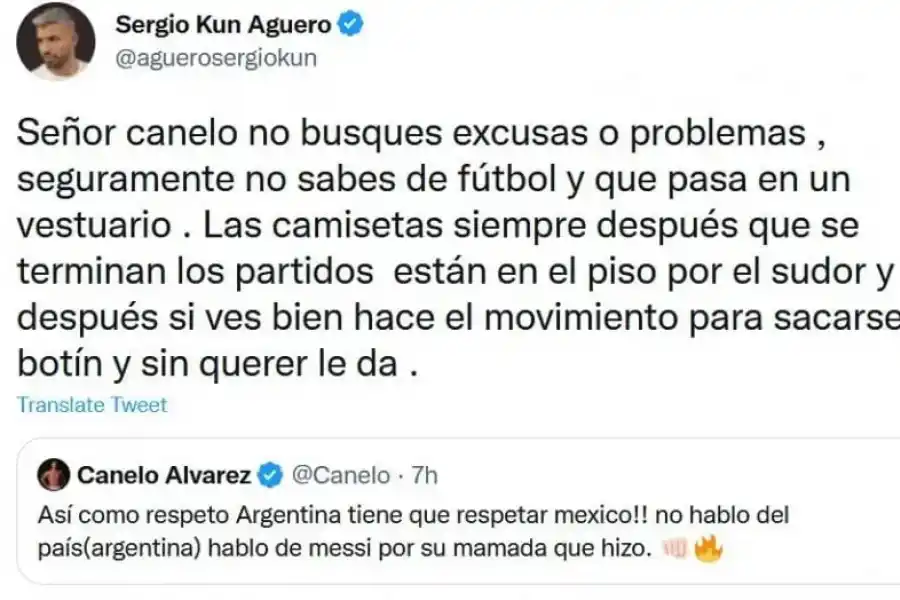 La respuesta del Kun Agüero a Canelo Álvarez