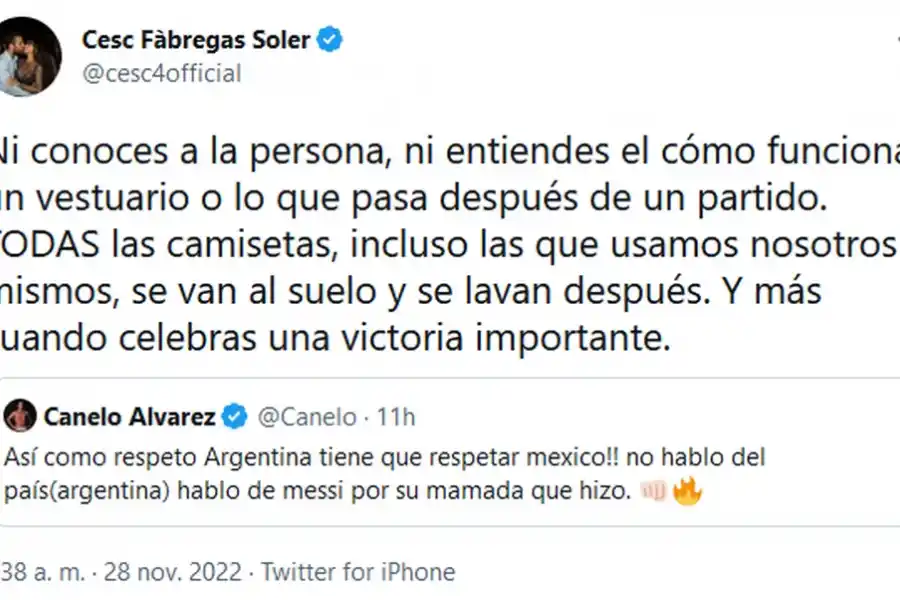 El tuit de Cesc Fábregas en defensa de Messi