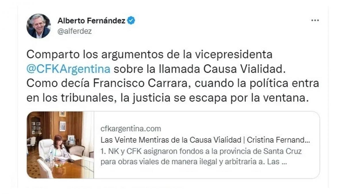 Alberto Fernández respaldó a Cristina Kirchner: La Justicia se escapa por la ventana