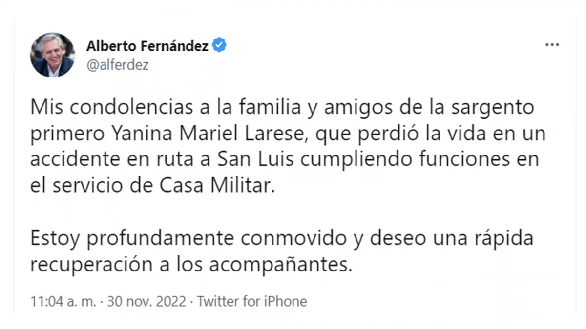 Volcó la camioneta de la custodia de Alberto Fernández: hay un muerto y tres heridos