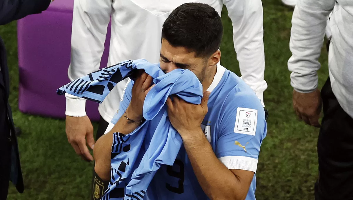 SIN CONSUELO. Luis Suárez cerró su participación mundialista con la camiseta de Uruguay envuelto en lágrimas.