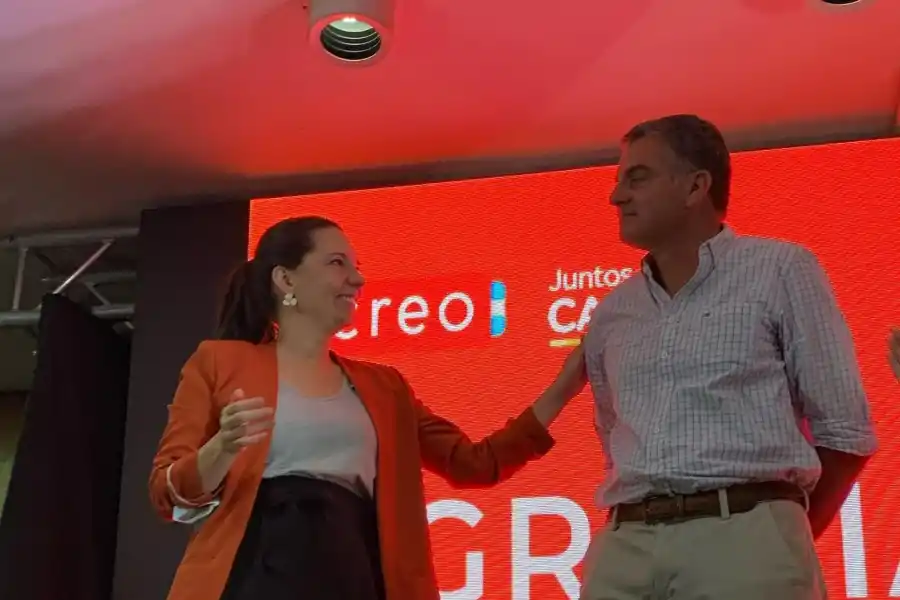 EN CREO. La diputada Paula Omodeo y el candidato a vicegobernador Sebastián Murga.