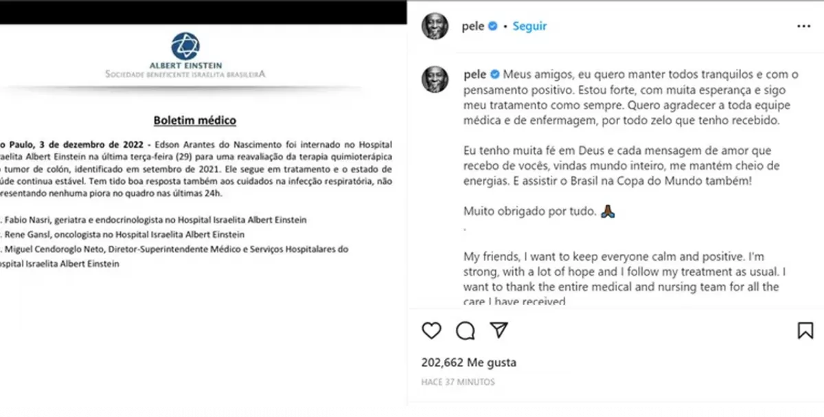 Ante la preocupación por su salud, Pelé salió a hablar para transmitir tranquilidad