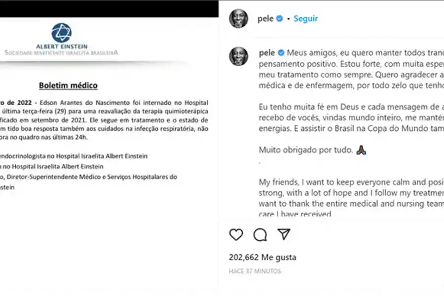 Ante la preocupación por su salud, Pelé salió a hablar para transmitir tranquilidad