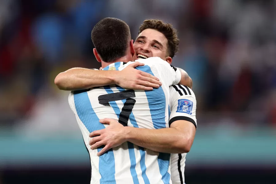 Mundial de Qatar: el festejo de la Scaloneta por el gol de Julián Álvarez