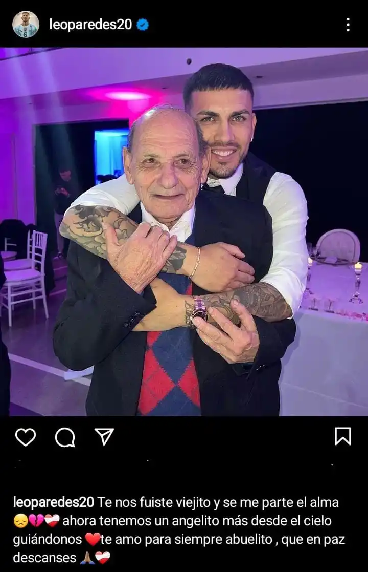 Murió el abuelo de Leandro Paredes y el jugador le dedicó un conmovedor posteo desde Qatar