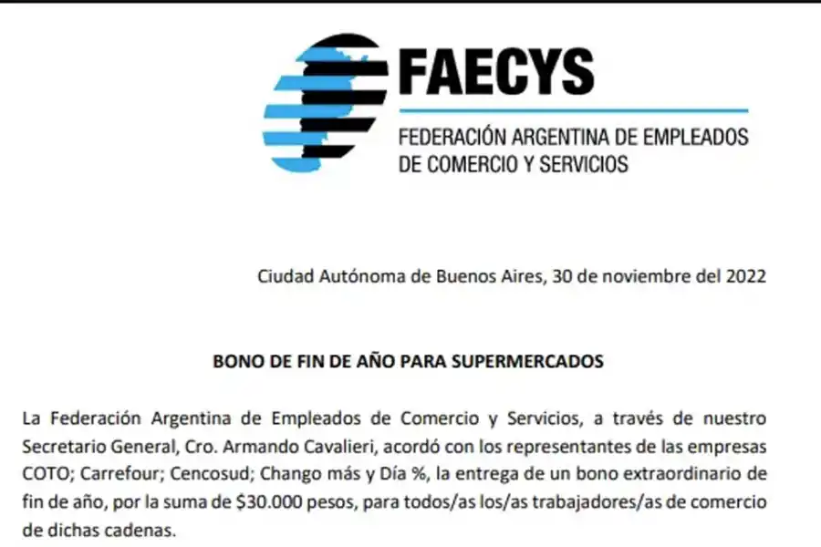 Confirman un bono de $30.000 para empleados de comercio: a quiénes alcanza
