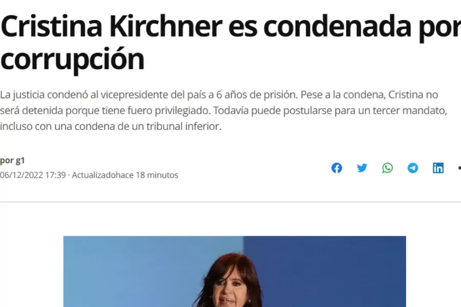 La repercusión en la prensa internacional de la condena a Cristina Fernández