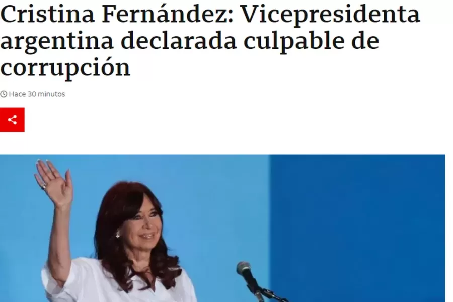 La repercusión en la prensa internacional de la condena a Cristina Fernández