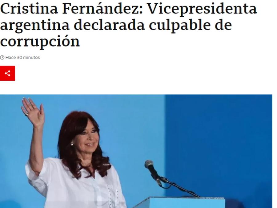 La repercusión en la prensa internacional de la condena a Cristina Fernández