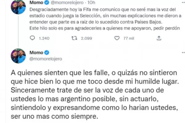 Mundial de Qatar: el polémico video por el que Momo ya no será la voz del estadio en los partidos de la Selección