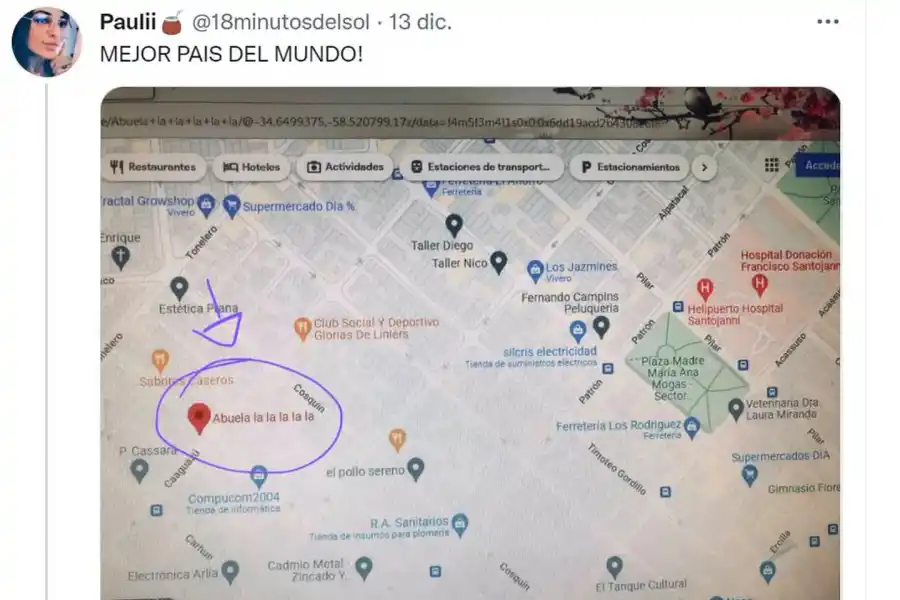 “Abuela la la la la la”: la esquina donde festeja la señora más viral aparece en Google Maps