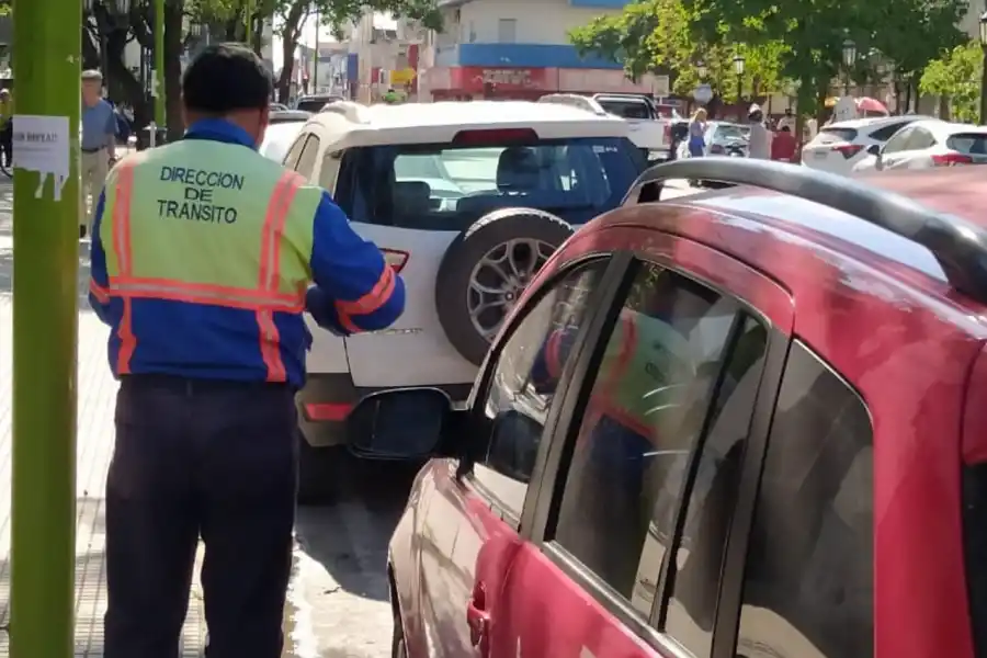 MANOS A LA OBRA. Un inspector completa el formulario ante de dejar una nueva multa en un parabrisas.