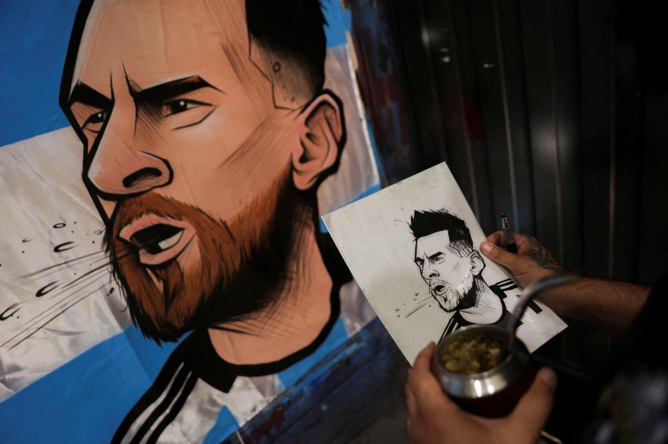 INMORTALIZADO. El “Messi enojado” transformado en un dibujo.