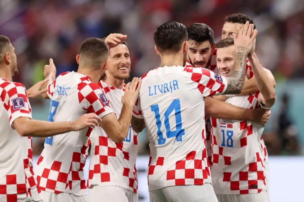 El festejo de los jugadores croatas.