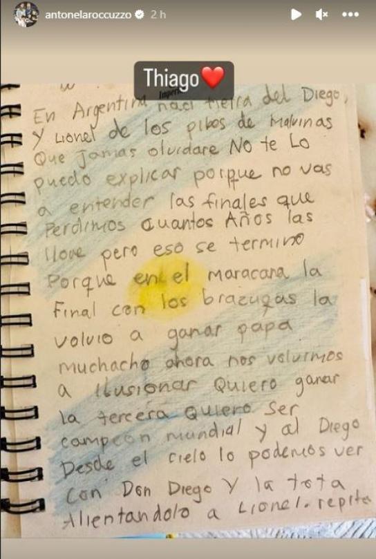 Thiago Messi fue directo al corazón con un emotivo mensaje que escribió a horas de la final