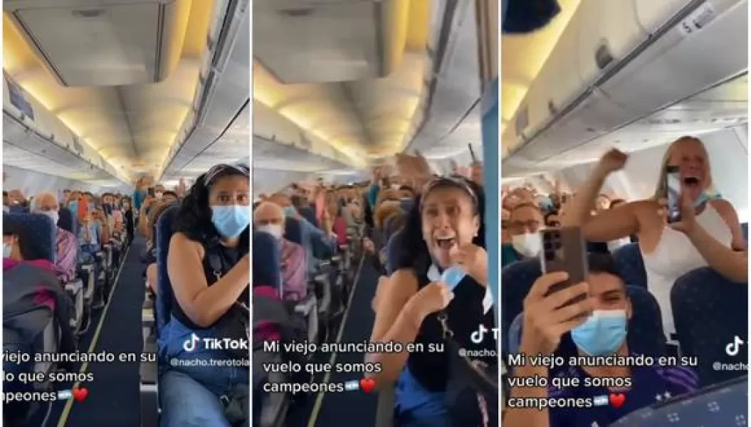 Video: el increíble momento en el que un piloto de avión anuncia a los pasajeros el resultado de la final entre Argentina y Francia
