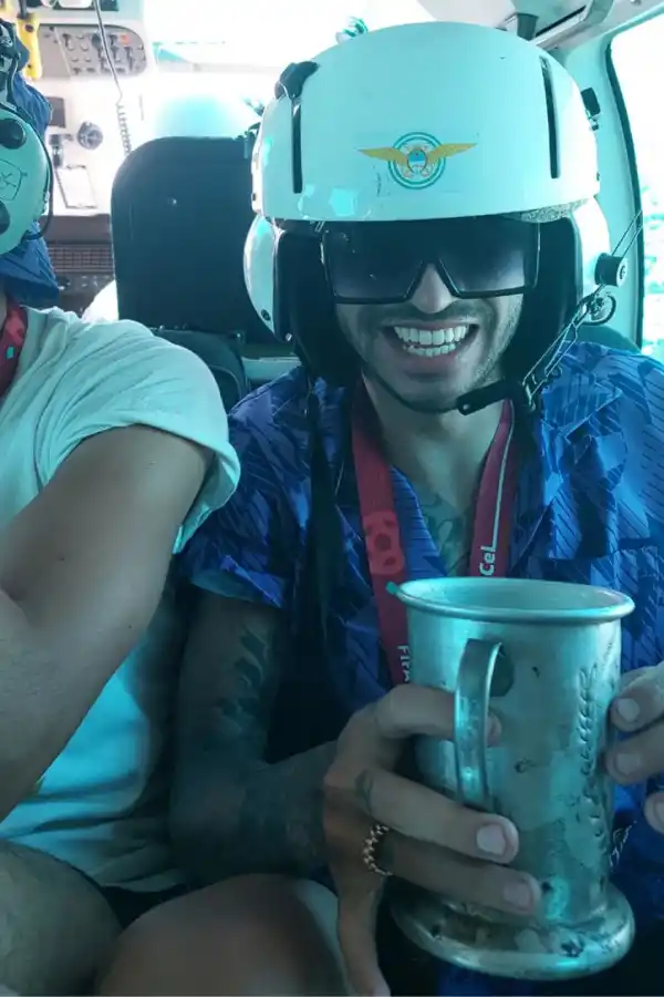 Las divertidas fotos de la Scaloneta sobrevolando Buenos Aires en helicóptero