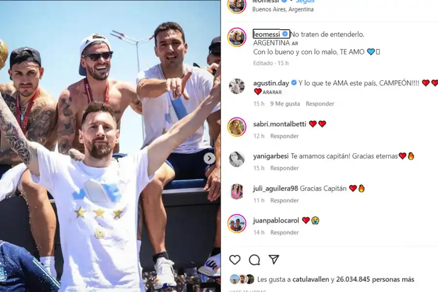 ¿Qué dijo Messi tras la masiva caravana que recibió a la Selección?