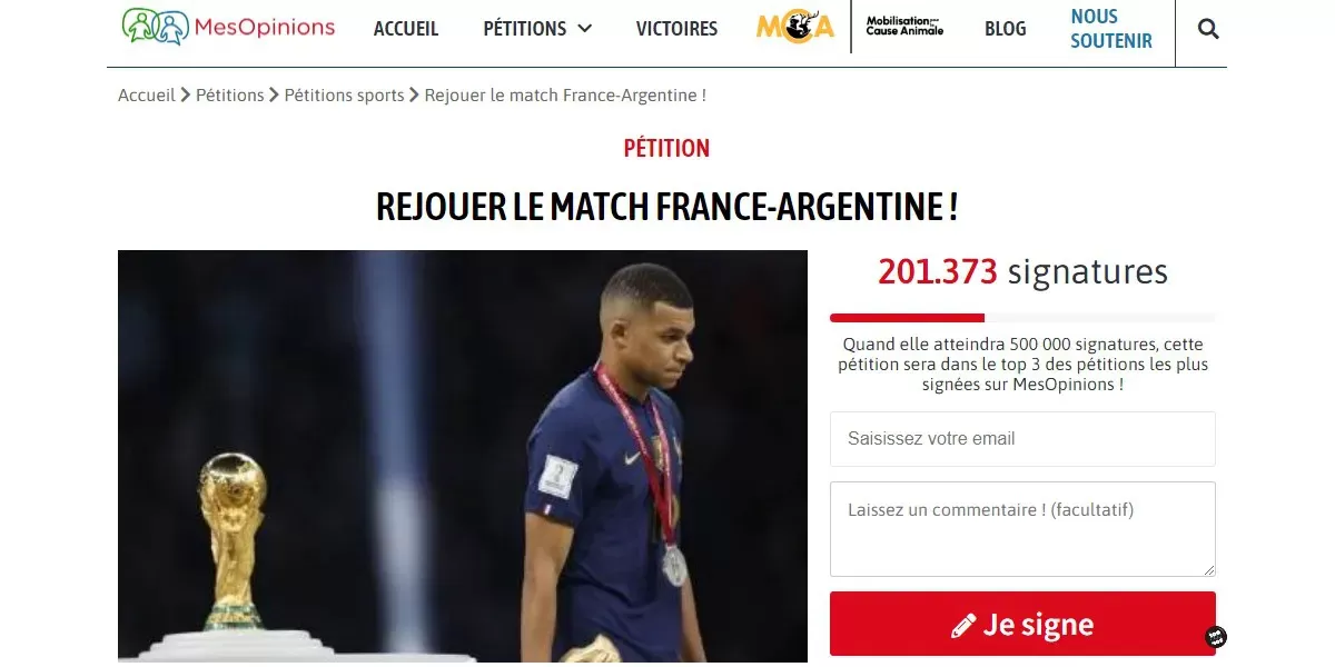 En Francia juntan firmas para solicitar a la FIFA que se vuelva a jugar la final