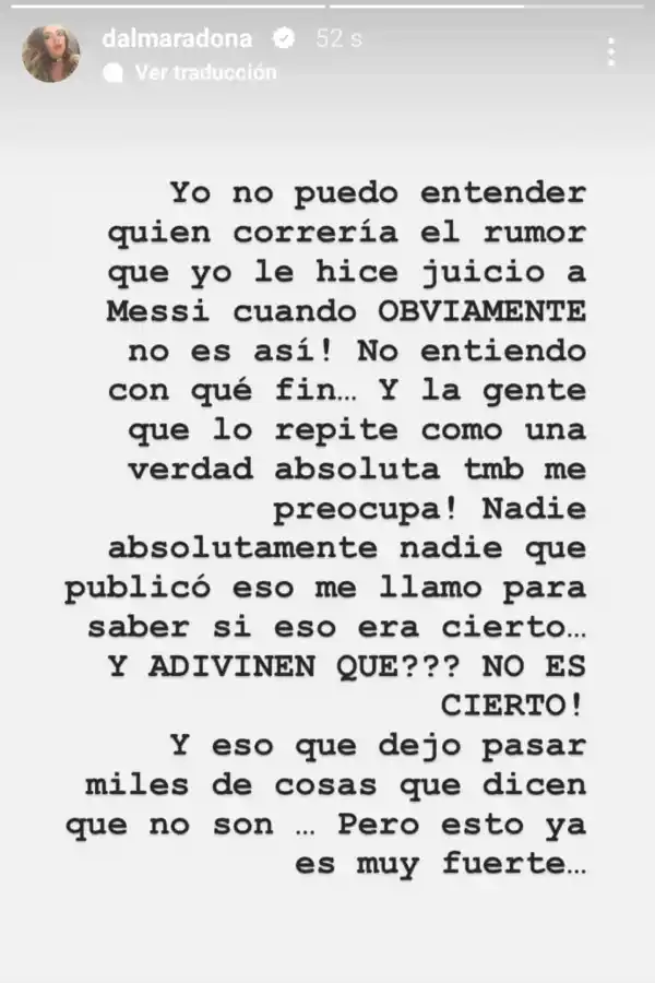 “No es cierto”: Dalma Maradona desmintió que le inició un juicio a Lionel Messi
