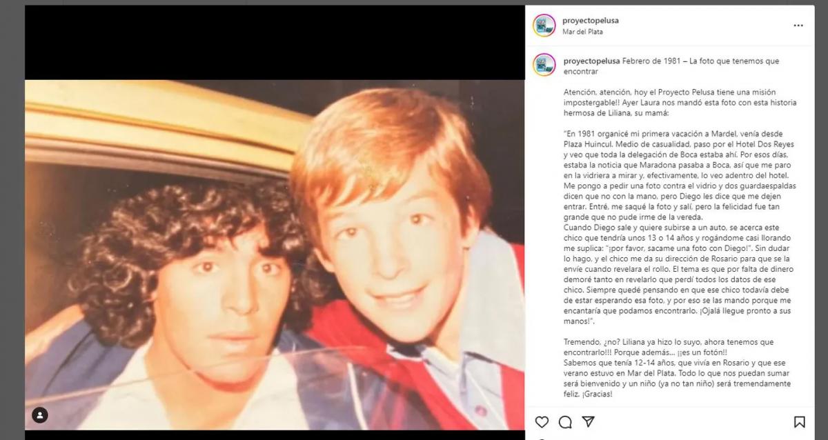 Le sacó una foto con Diego Maradona hace 41 años y lo busca para entregársela